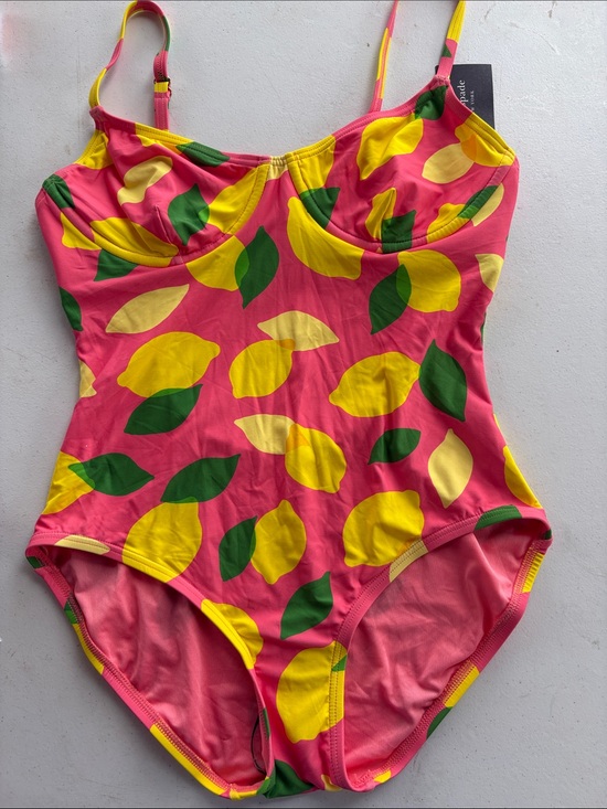 kate spade Other - kate spade Pink One-Piece Swimsuit with Yellow Lemons and Green Leaves